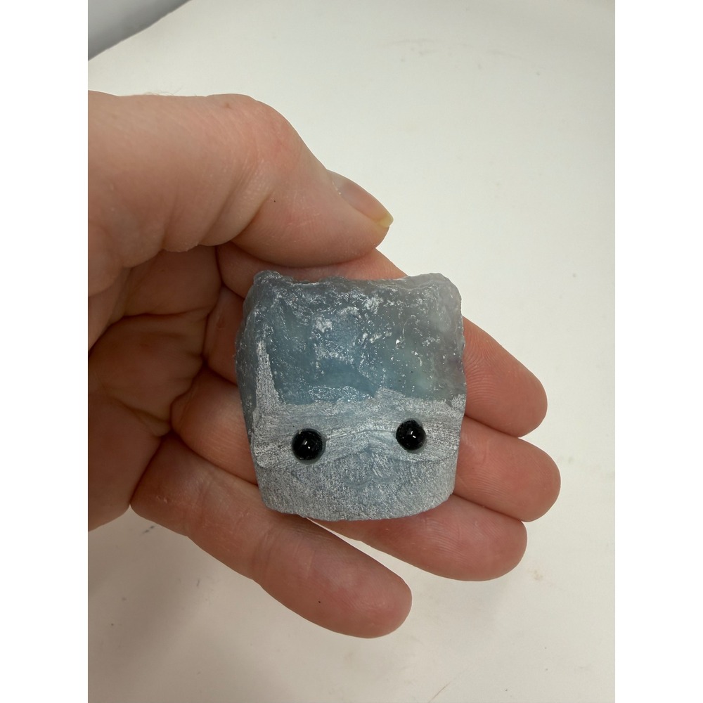 Set of 3 Blue Lace Agate & Aquamarine Crystal Rock Buddies Hand Carved Stone - Picture 6 of 12
